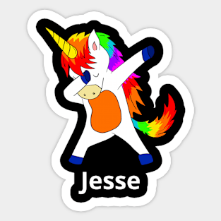 Jesse First Name Personalized Dabbing Unicorn Sticker